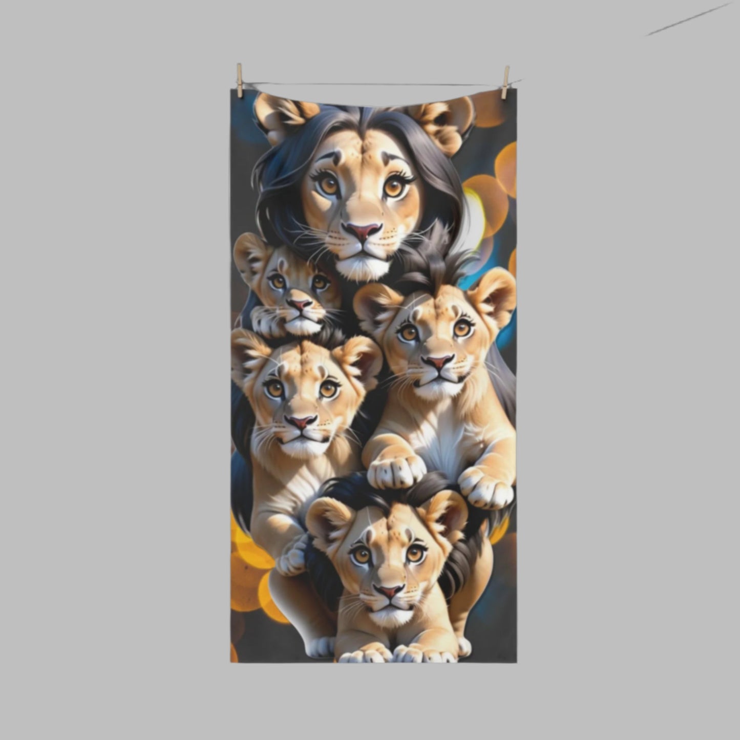 Lioness and four cubs Mink-Cotton Towel