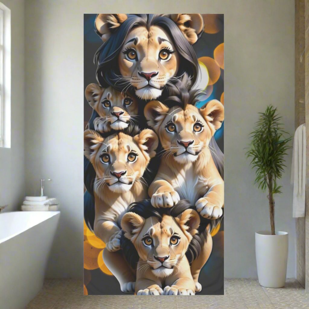 Lioness and four cubs Mink-Cotton Towel