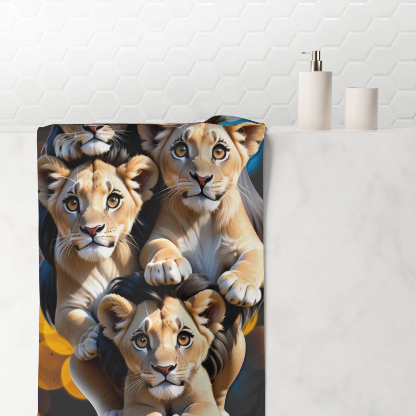 Lioness and four cubs Mink-Cotton Towel