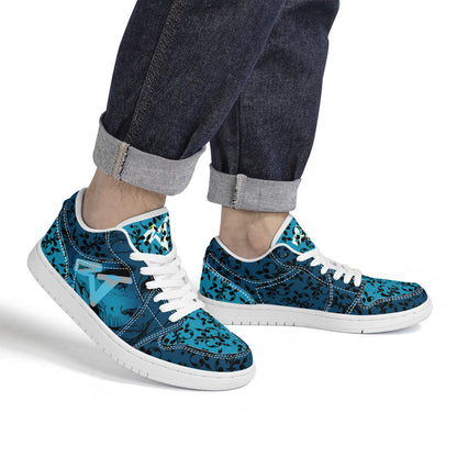 Unisex Low Top Skateboard Sneakers - FrSkull Blue