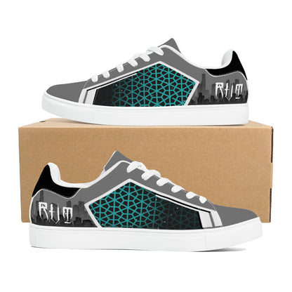 RVT Low-Top Synthetic Leather Sneakers - Skyline Blue Geometric