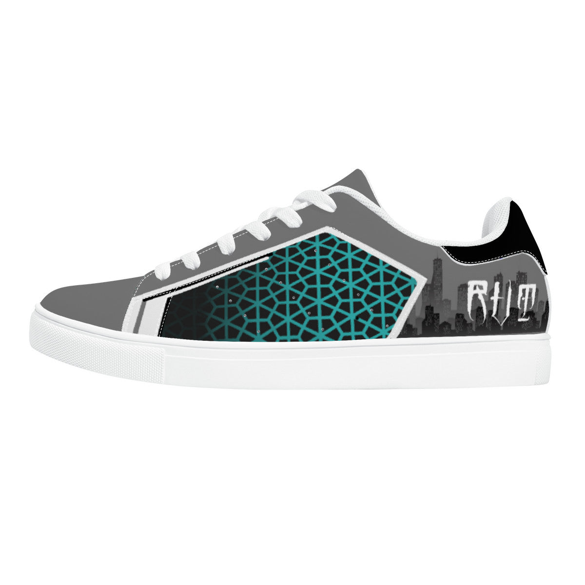 RVT Low-Top Synthetic Leather Sneakers - Skyline Blue Geometric