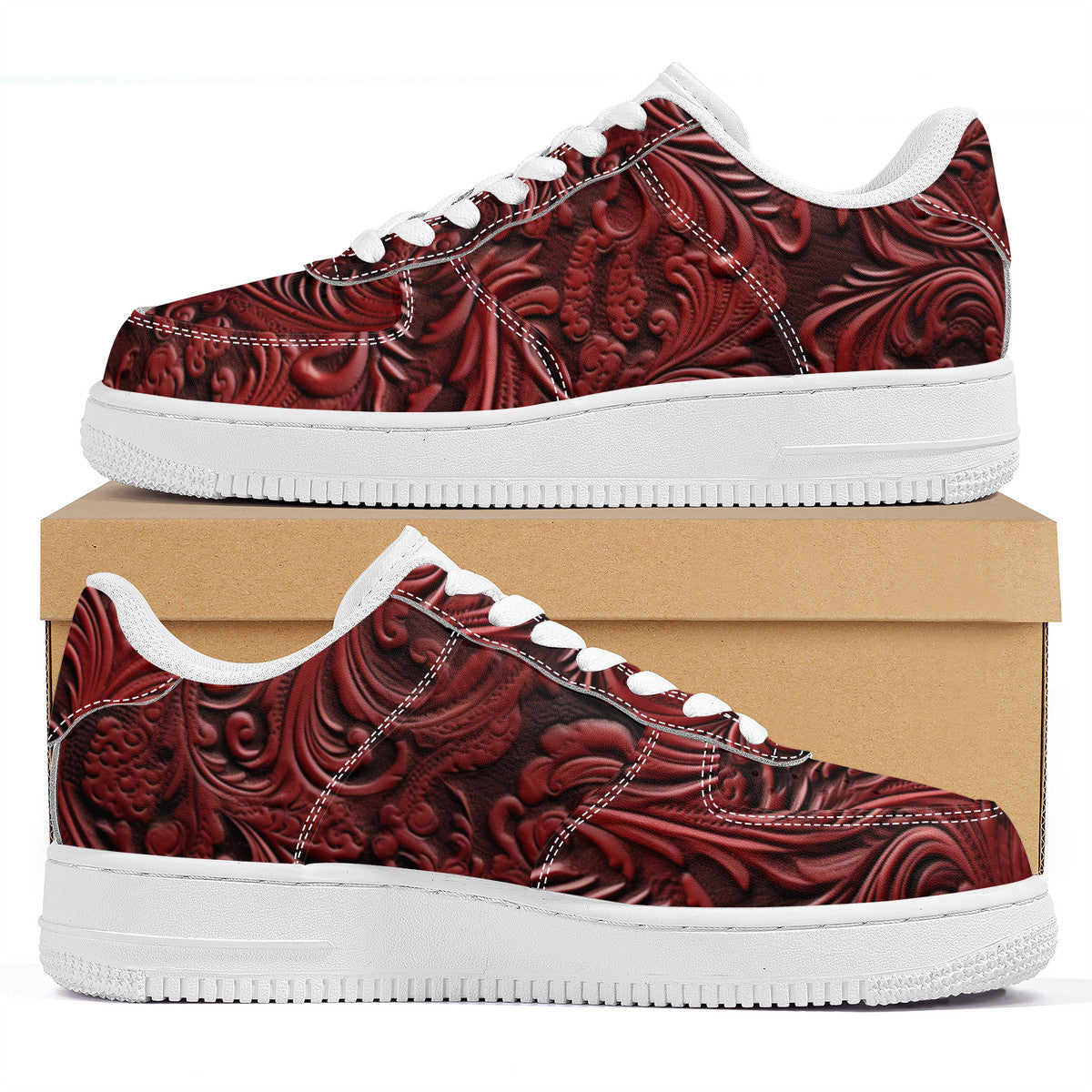RVT Low Top Unisex Sneaker-Feligree Red