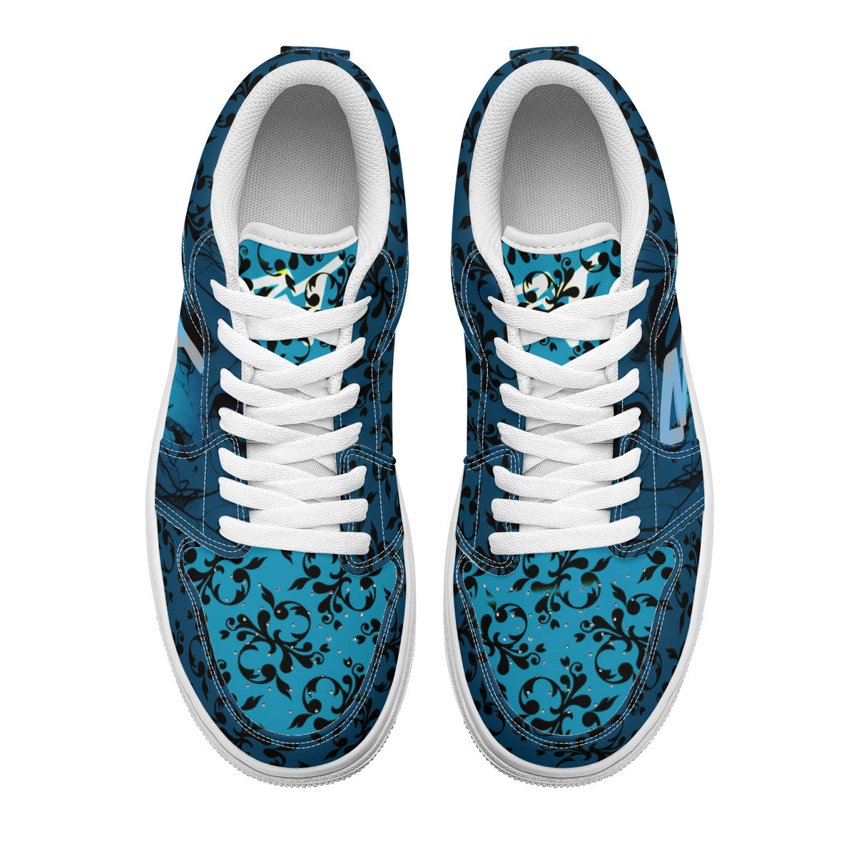 Unisex Low Top Skateboard Sneakers - FrSkull Blue