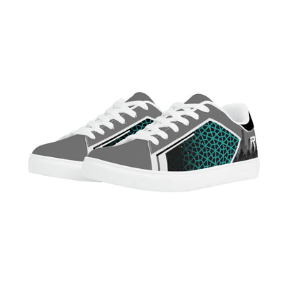 RVT Low-Top Synthetic Leather Sneakers - Skyline Blue Geometric