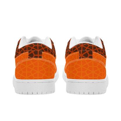 RVT Brand  Unisex Low Top Skateboard Sneakers - Orange Geom