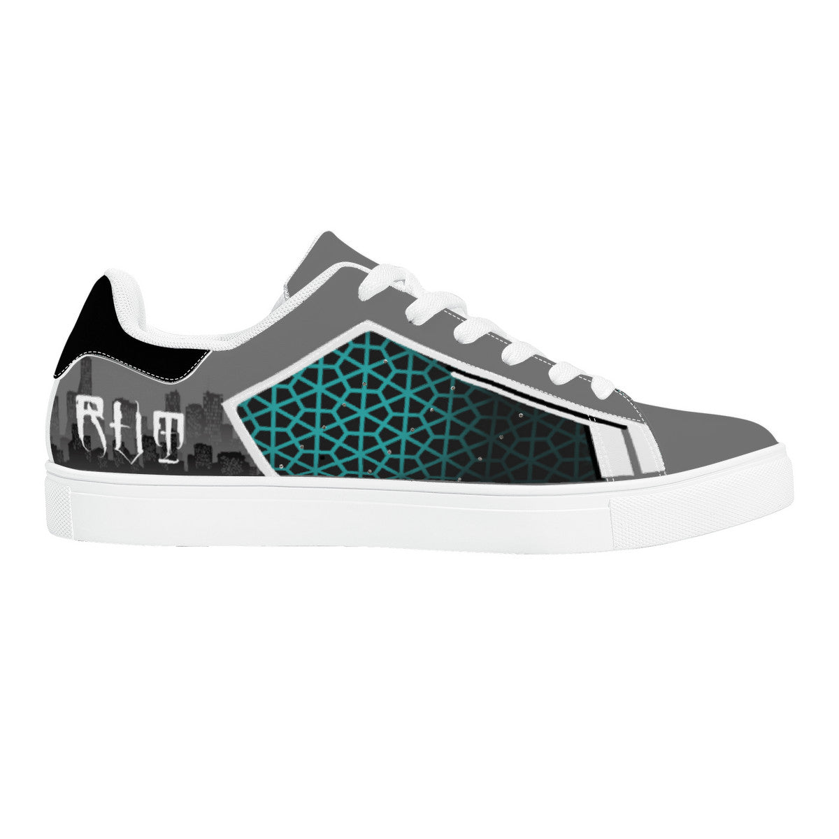 RVT Low-Top Synthetic Leather Sneakers - Skyline Blue Geometric