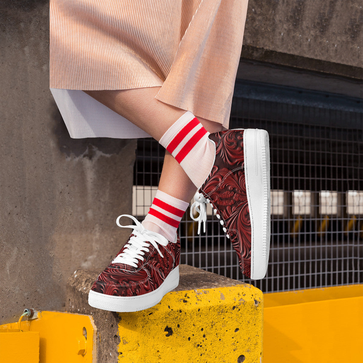 RVT Low Top Unisex Sneaker-Feligree Red